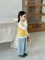 [90-140cm] イエローキャミORデニム パンツ ORベージュ トップス - Image 3