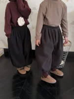 [80-140cm] 裏ボア カジュアル パンツ - Image 3