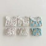 [80-130cm]セットアップ 丸襟 小花柄 おしゃれ - Image 13