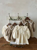 [66-90cm] デイジー襟 パフスリーブ ロンパース - Image 2