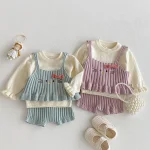 [66-100cm] フリル トップス &ネコ 刺繡 3点セット - Image 14