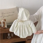 [66-110cm] ドットボンネット付き ロンパースor ワンピース - Image 4