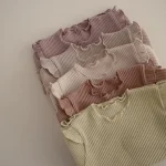 [66-90cm] 韓国風 シンプル リブ ロンパース - Image 3