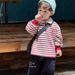 [90-140cm]ボーダー柄 POLOネックトップス - Image 5