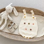 [66-90cm]サロペットorカーディガン ニット クリーム フラワー ベビー服