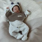 [59-80cm] 帽子付き 涎掛け ロンパース 3点セット