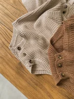 [66-90cm] フーディシンプル ロンパース - Image 2