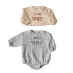 [66-90cm] 数字柄 ワッフル ロンパース - Image 5