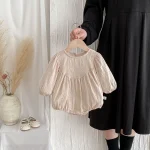 [66-90cm] 花柄 刺しゅう ロンパース - Image 3