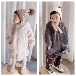 [80-130cm] フード付き シンプルデザイン ボア アウター