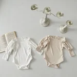 [66-90cm] パフスリーブノーカラー ロンパース    LB5493 - Image 6