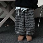 [90-160m]シンプル ボーダー柄 定番 ボトムス パンツ - Image 4