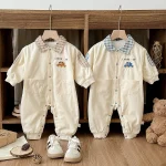 [66-90cm] チェック襟 車プリント オールインワン - Image 13