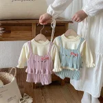 [66-100cm] フリル トップス &ネコ 刺繡 3点セット - Image 15