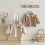 [73-110cm]シャツ 丸襟 花刺繡 シンプル 定番 ディリー