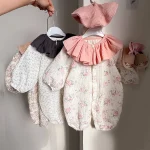 [66-90cm] フリル襟リネン オールインワン - Image 2