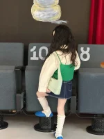 [90-140cm] グリーンキャミOR シャツ ORデニム スカート - Image 4