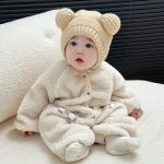 [66-90cm] もこもこ チェック ポケット ロンパース - Image 11