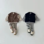 [66-100cm] スリム コットン ストライプ ベビー ロング パンツ - Image 7