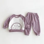 [73-110cm] ポケット付き 英字&熊柄 セットアップ - Image 11