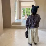 [73-120cm]カジュアルパンツ 韓国風 ドットコーデュロイ ボトムス