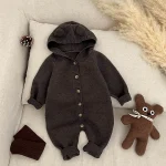 [66-100cm] 熊デザイン フード付き オールインワン - Image 2