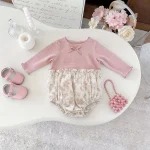 [66-90cm]ロンパース リボン花柄 可愛い おしゃれ - Image 6