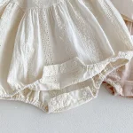 [66-90cm] 花柄 刺しゅう ロンパース - Image 13