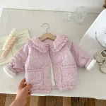 [80-130cm] 丸襟 小花柄 アウター - Image 2