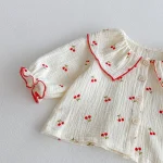 [66-100cm] チェリープリント セットアップ - Image 4