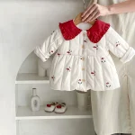 [66-100cm] キノコ柄 ボア付き アウター - Image 5