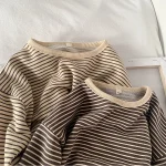 [80-130cm]Tシャツ 韓国風 ボーダー 着心地良い 合わせやすい トップス - Image 6