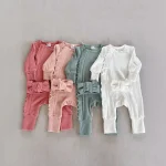 [59-90cm] ヘアバンド付き 無地 ロンパース - Image 13