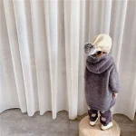 [80-130cm] フード付き シンプルデザイン ボア アウター - Image 6