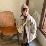 [80-150cm] ボア襟 ロングコート - Image 8