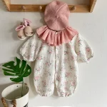 [66-90cm] フリル襟リネン オールインワン - Image 4