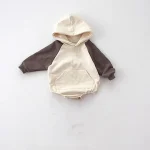 [65-100cm] フード付きカラー切り替え ロンパース - Image 7