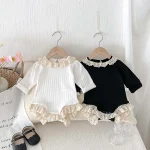 [66-90cm] レース襟リブ ロンパース - Image 12