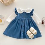 [73-120cm]ワンピース デニム フリル カジュアル ディリー - Image 12