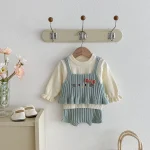 [66-100cm] フリル トップス &ネコ 刺繡 3点セット - Image 12