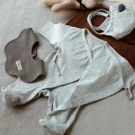 [59-80cm] 帽子付き 涎掛け ロンパース 3点セット - Image 5