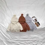 [80-130cm] フード付き リブ カーディガン - Image 4