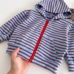 [80-130cm]セットアップ ボーダー フード付き カジュアル 子供服 - Image 17