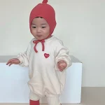 [66-90cm] ハート刺しゅう ロンパース - Image 6