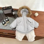 [73-110cm] シンプル フード付き ボア アウター - Image 4