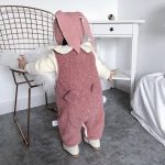 [73-100cm] 韓国風 クマミミ付き サロペット - Image 8