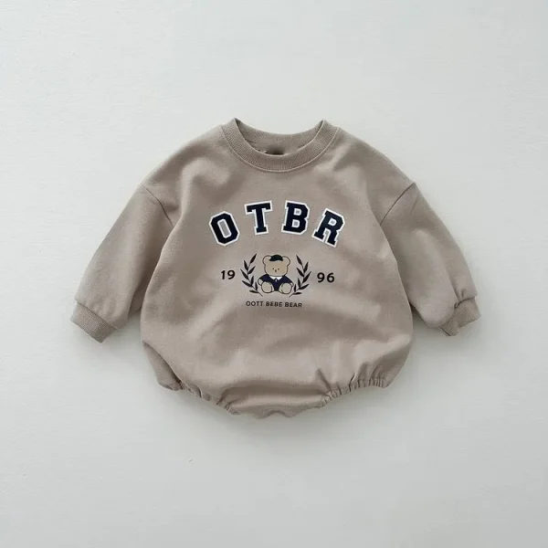 [66-90cm]熊柄 ロンパース