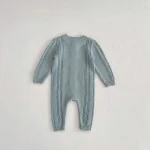 [66-90cm] 花柄 ニット ロンパース - Image 7