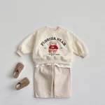 [80-130cm] クマ 英字 プルオーバー トレーナー - Image 5