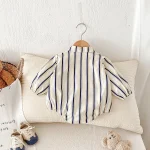 [66-90cm] ボーダー ロンパース - Image 3